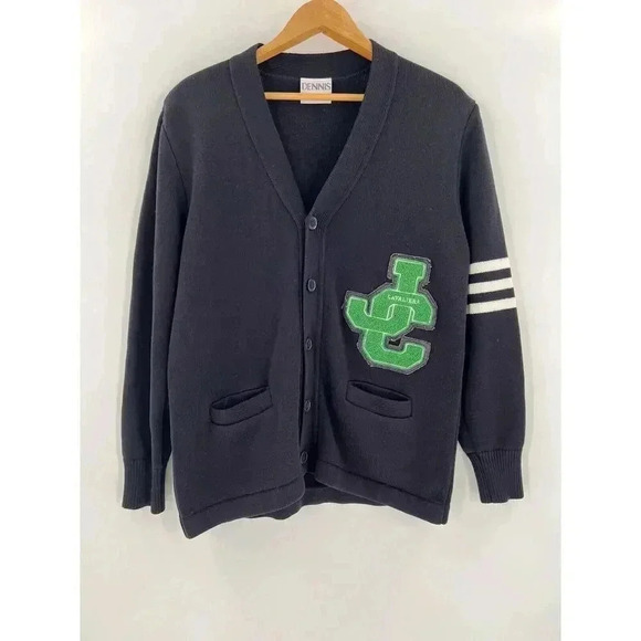 Vintage Dennis 1960's Cavaliers "JC" High School Knit Cardigan Sweater Medium - Picture 6 of 9